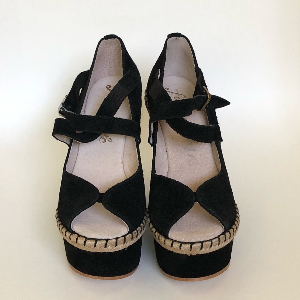 - Free People Terrace platform Sandal Wedge 36 Black - Picture 3 of 8